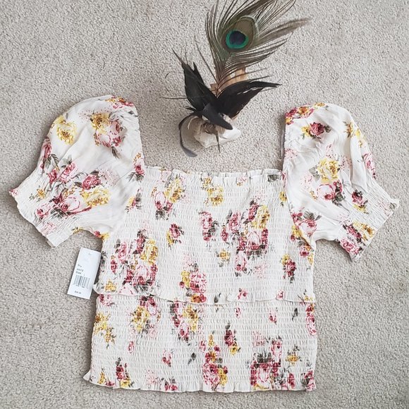 DEREK HEART Rose Floral Short Sleeve Top Casual - Picture 3 of 6